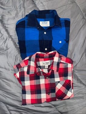 Boys Blue & Red Plaid Button-Down Shirts Bundle
